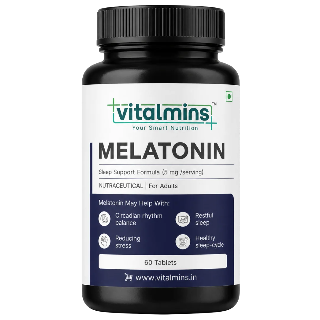 Vitalmins Melatonin Sleep Support Tablets | Fast-Acting Natural Sleep Aid for Restful Sleep, Jet Lag & Sleep Cycle Reset – 60 Tablets