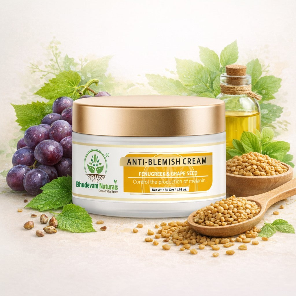 Bhudevam Natuals Khadi Anti Blemish Cream for Dark Spot Removal & Skin Brightening Moisturizer for Clear Skin- 50GM