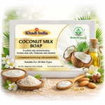 Bhudevam Naturals Khadi Handmade Coconut Milk Bath Soap for Dry Skin, Deep Nourishment & Glow- 500GM (Pack of 4)