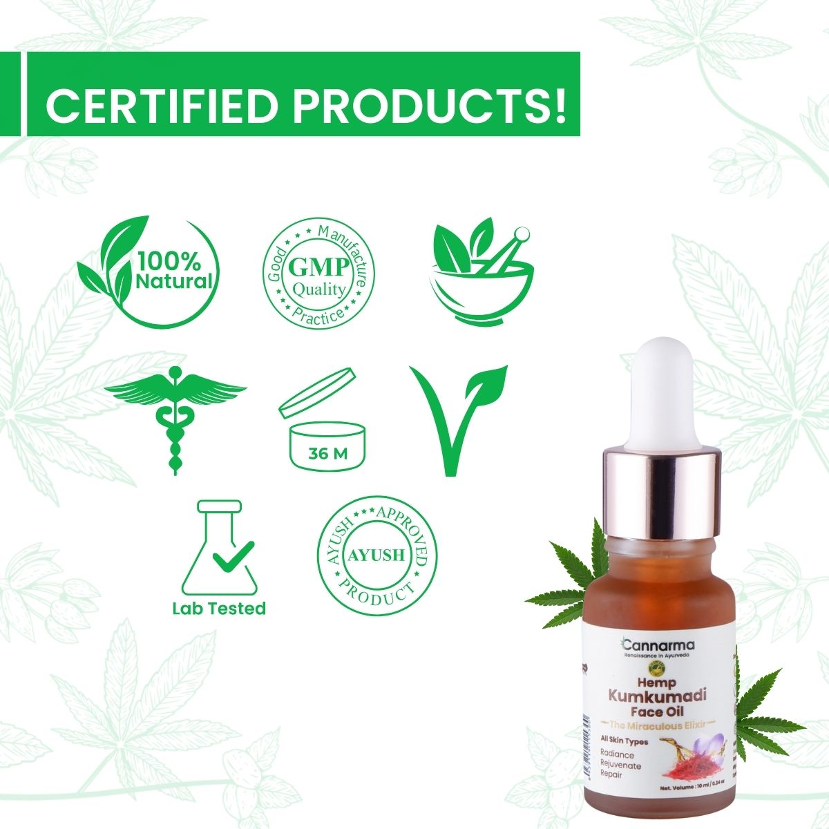 Cannarma Ultra Premium Hemp Kumkumadi Face Oil | Reduces Dark Spots, Pigmentation & Glowing Skin
