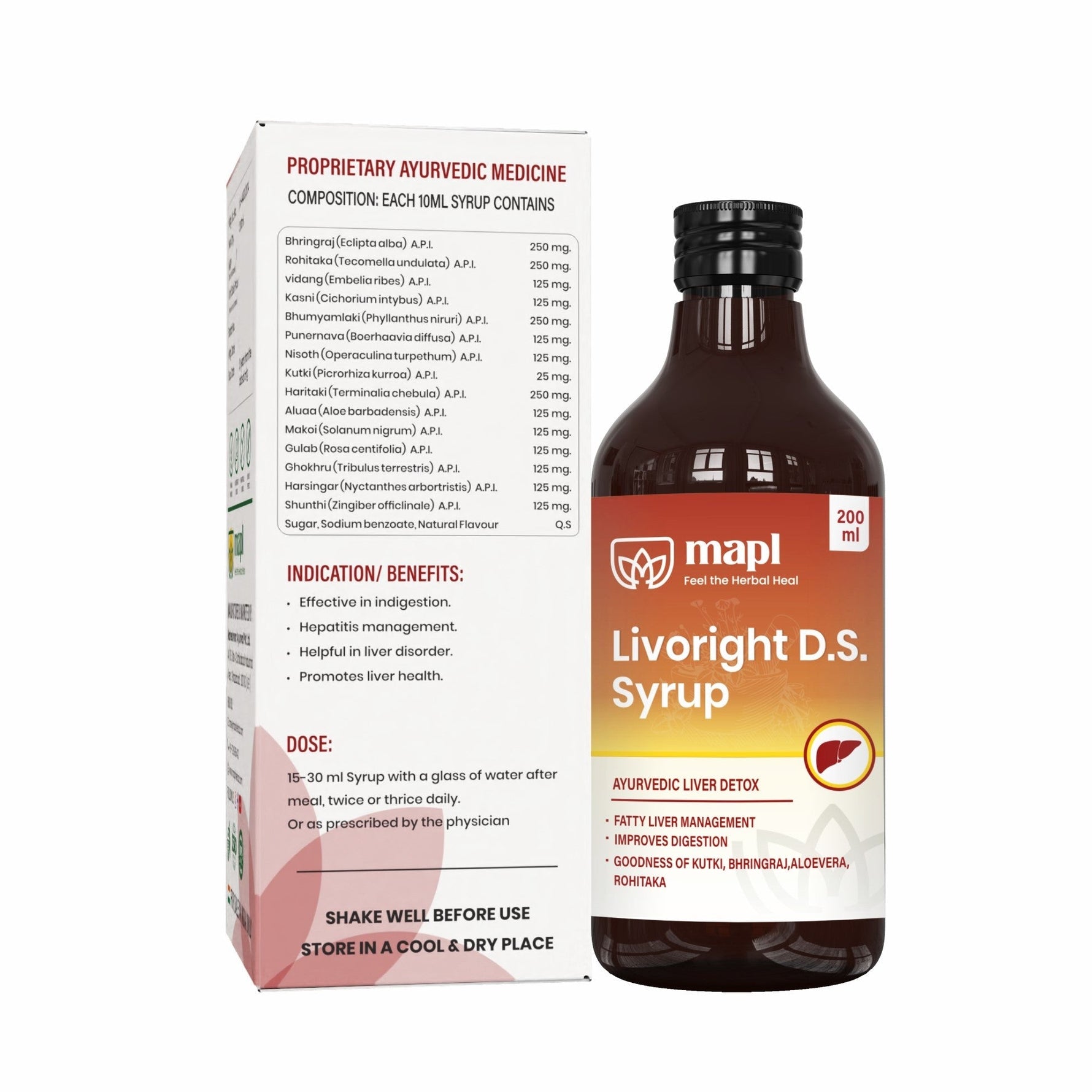 MAPL Livoright DS Syrup | Ayurvedic Liver Tonic for Liver Health, Detoxification & Energy | Supports Digestion, Vitality & Overall Wellness | 500 ml