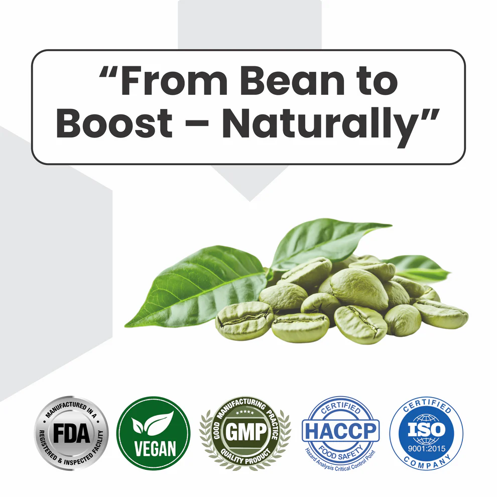 Raskam Green Coffee Bean 800 mg -60 Capsules with 50% CGA- Burns Extra Fat & Boosts Metabolism