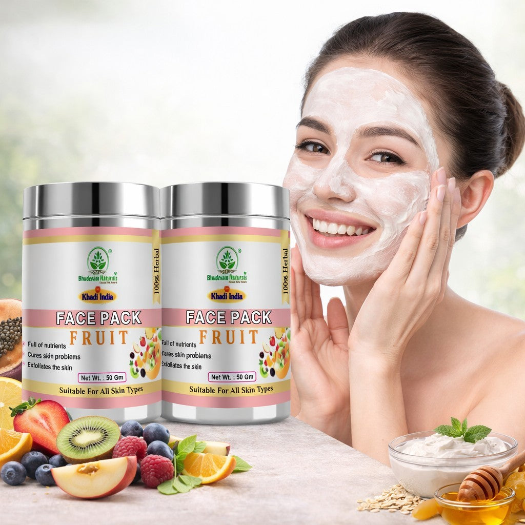 Bhudevam naturals Khadi Herbal Fruit Face Pack for Soft, Smooth & Radiant Skin- 100GM (Pack of 2)
