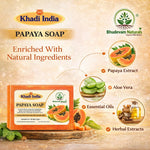 Bhudevam Naturals Khadi Handmade Papaya Soap Bar – Exfoliating & Deep Cleansing Bath Soap for Face & Body - 500GM (Pack of 4)
