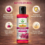 Bhudevam Naturals Khadi Red Onion Hair Oil for Nourished Scalp & Healthy Hair- 210ML