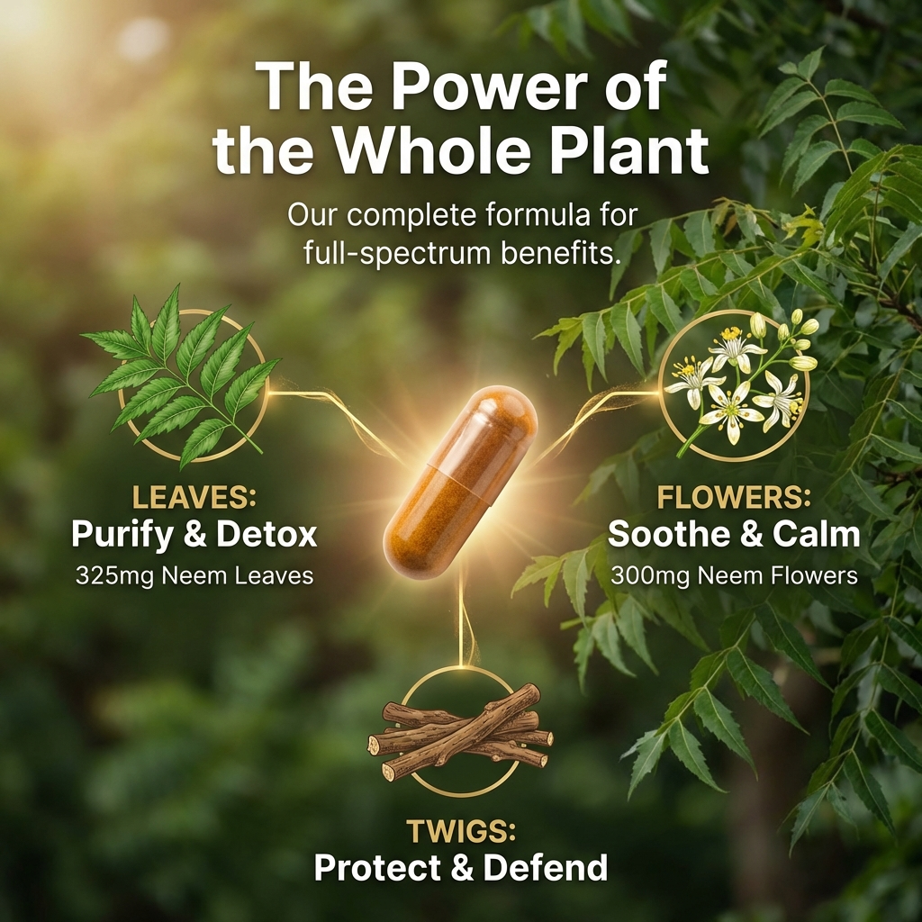 Organic Wellness Neem Capsules -  90 Capsules Bottle