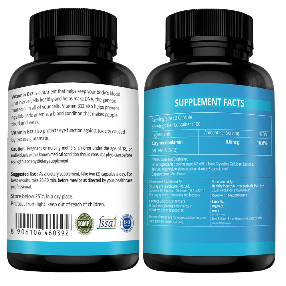 Simply Herbal Vitamin B12 Capsule - 100 Capsules