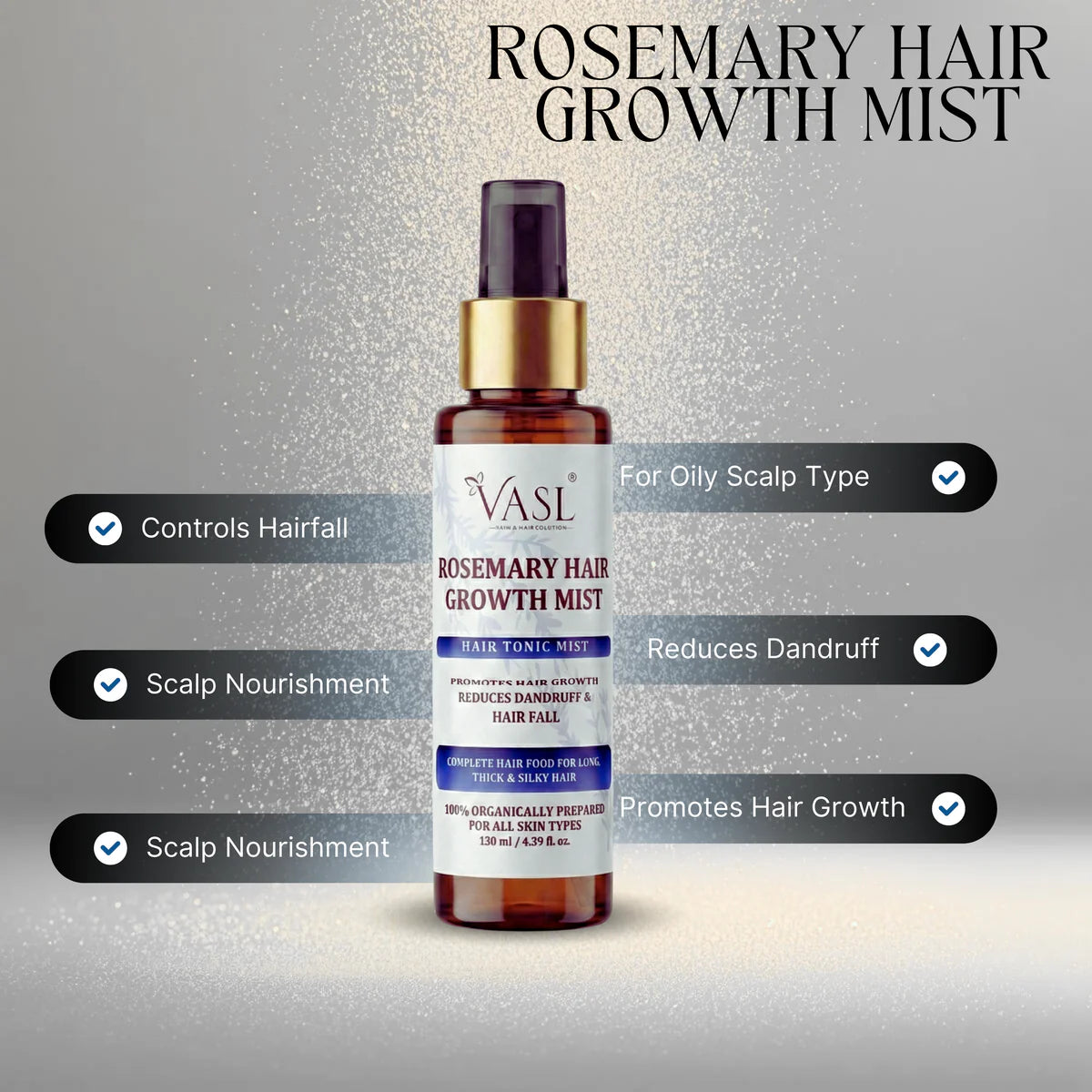 VASL Rosemary Hair Growth Mist 130ml - Anti Hair Fall & Dandruff Spray