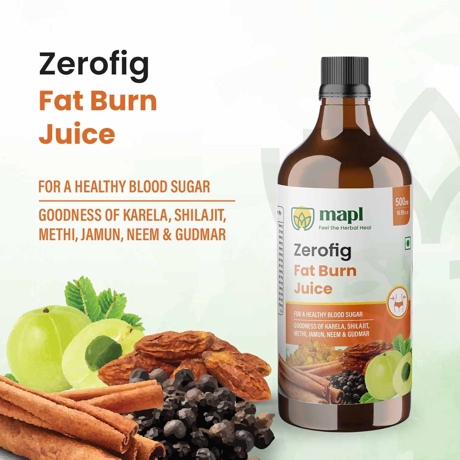 MAPL Zerofig Fat Burn Juice 500ml | Ayurvedic Weight Loss Formula with Shilajit, Karela, Neem & Gudmar | Boosts Metabolism & Fat Burn