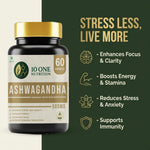 10 One Nutrition Ashwagandha Gold 500mg (60 Capsules) | For Stress Relief, Energy & Strength | Ayush Approved | For Men & Women