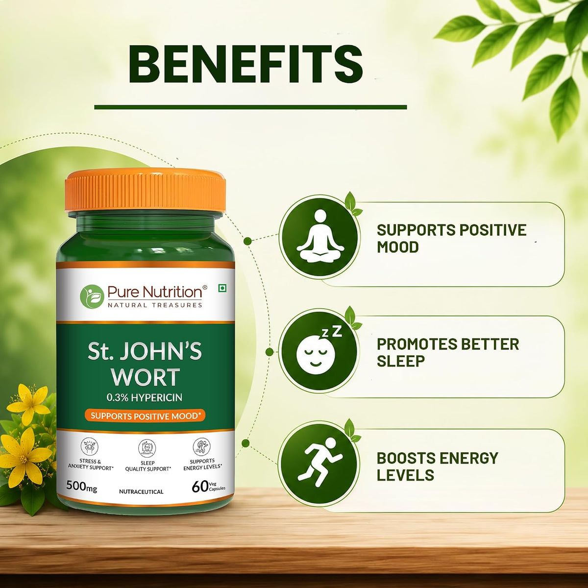 Pure Nutrition St. John’s Wort Extract 500mg, 60 Capsules | Herbal Mood & Wellness Support