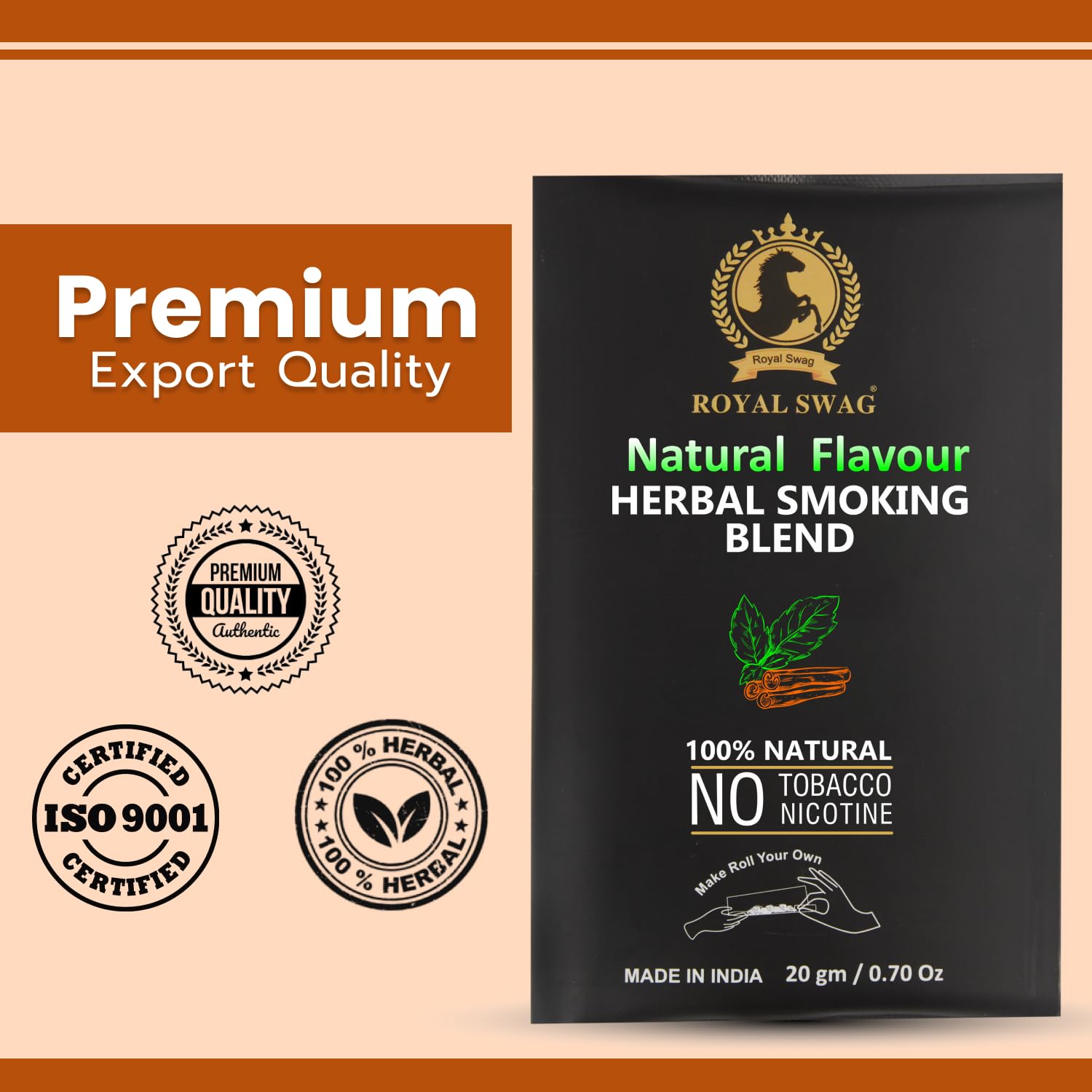 Royal Swag Herbal Smoking Mixture Natural Flavour - Tobacco Free (20g / 0.7 oz Pouch)