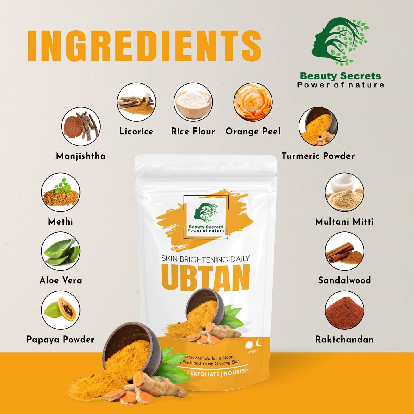 Beauty Secrets Skin Brightening Daily Ubtan Powder - 100gm