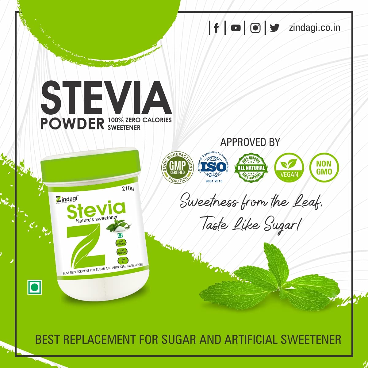 Zindagi Stevia Powder - Pure Stevia Leaves Extarct 200gm