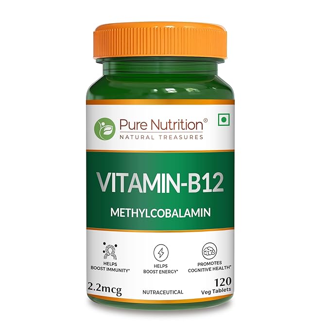 Pure Nutrition Vitamin B12 Tablets - 60 Veg Tablets | Methylcobalamin B12 for Men & Women