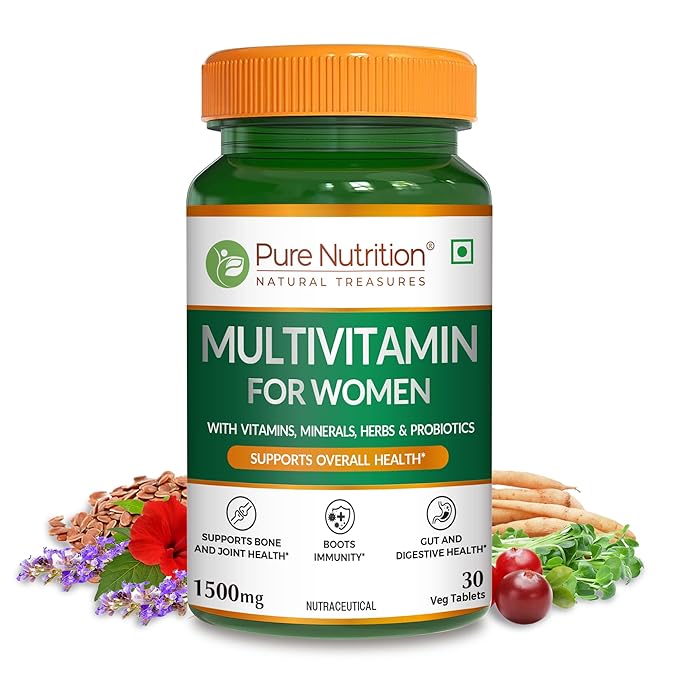 Pure Nutrition Multivitamin for Women 1500 mg Veg Tablet | For Healthy Bones & Immunity | 30 Tablet