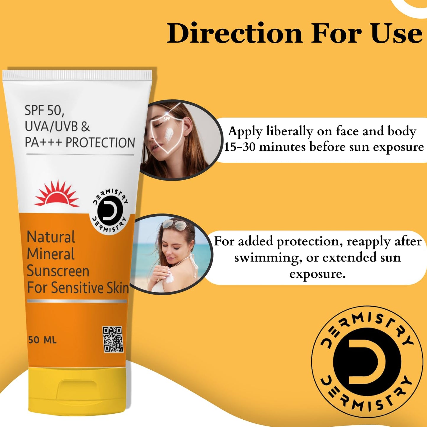 Dermistry Natural Mineral Based Sunscreen SPF-50 for Sensitive Skin