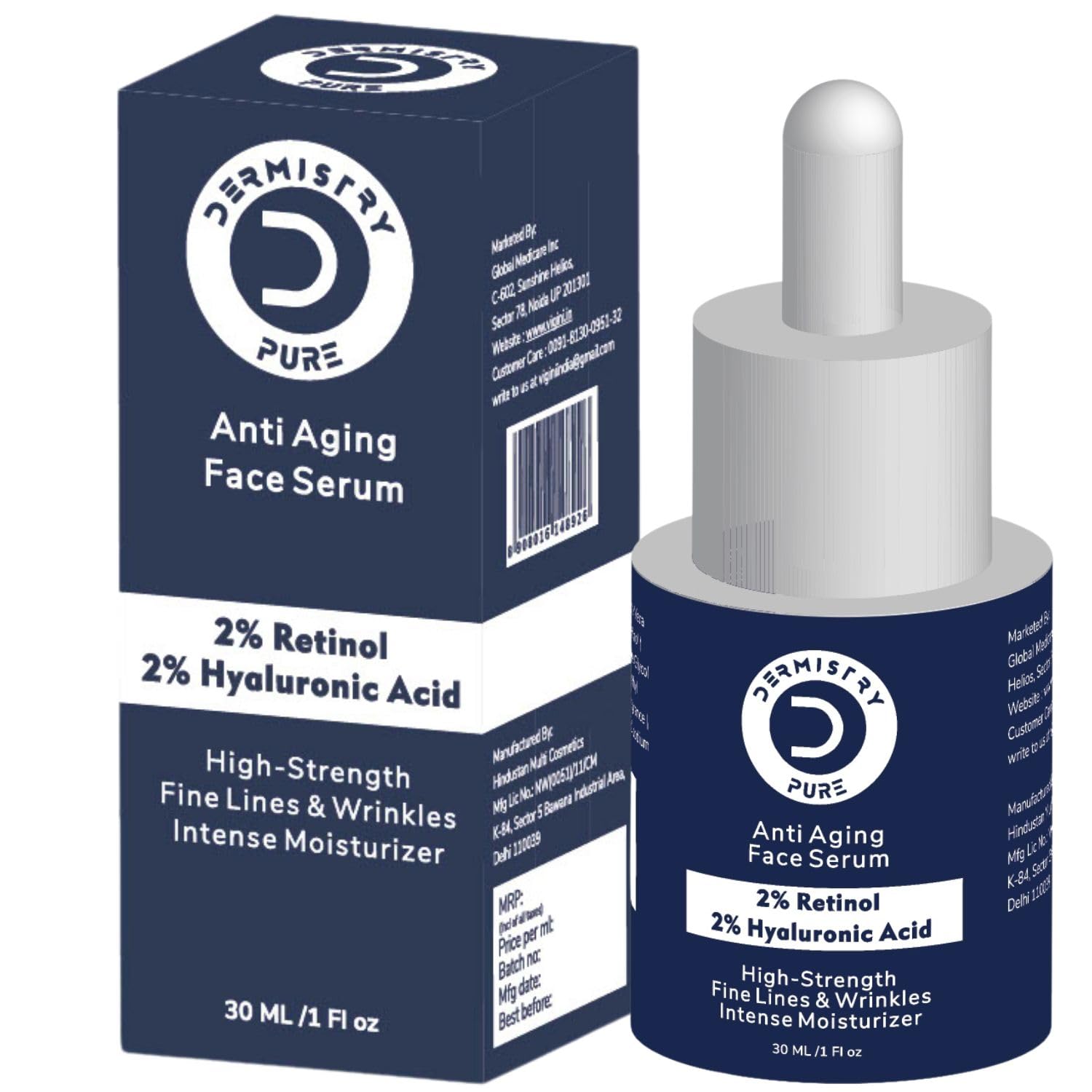 Dermistry Pure 2% Retinol 2% Hyaluronic Acid Anti Aging Face Serum