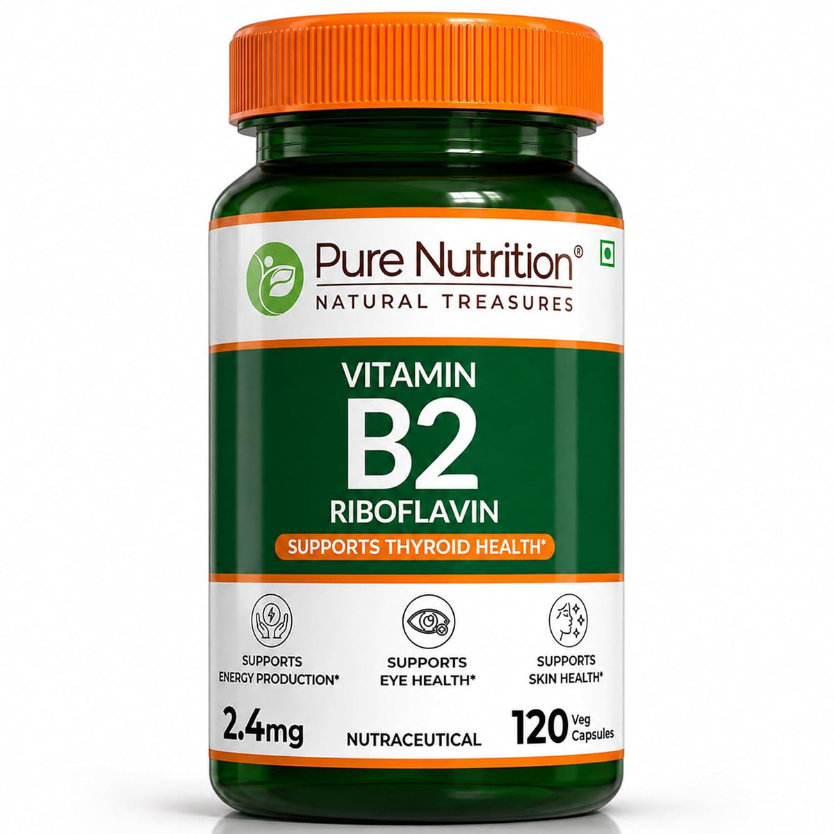 Pure Nutrition Vitamin B2 (Riboflavin) 2.4mg Capsules – Energy & Wellness Support Dietary Supplement – 120 Capsules
