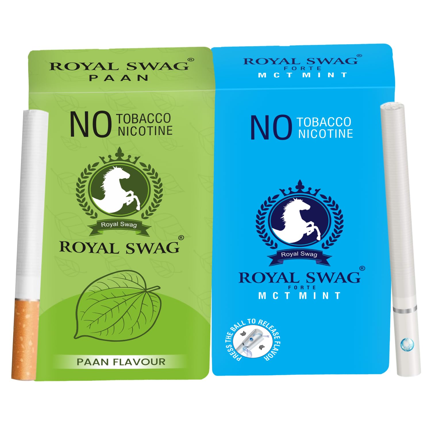 Royal Swag Herbal Cigarettes Paan & Mint Flavour - Tobacco Free (Pack of 2)