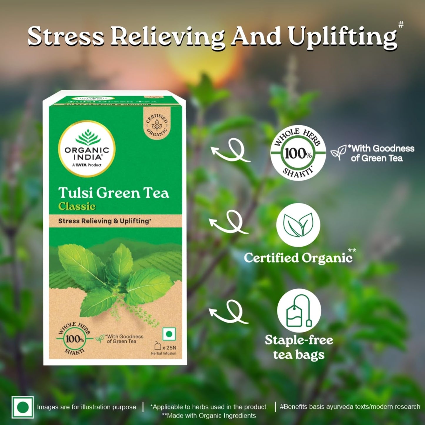 Organic India Tulsi Green Tea - 25 Tea Bags