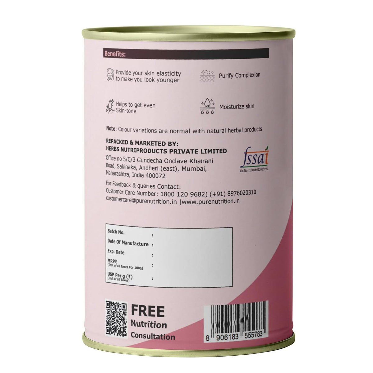 Pure Nutrition Natural Hibiscus Powder 100g | Herbal Hair, Skin & Wellness Support