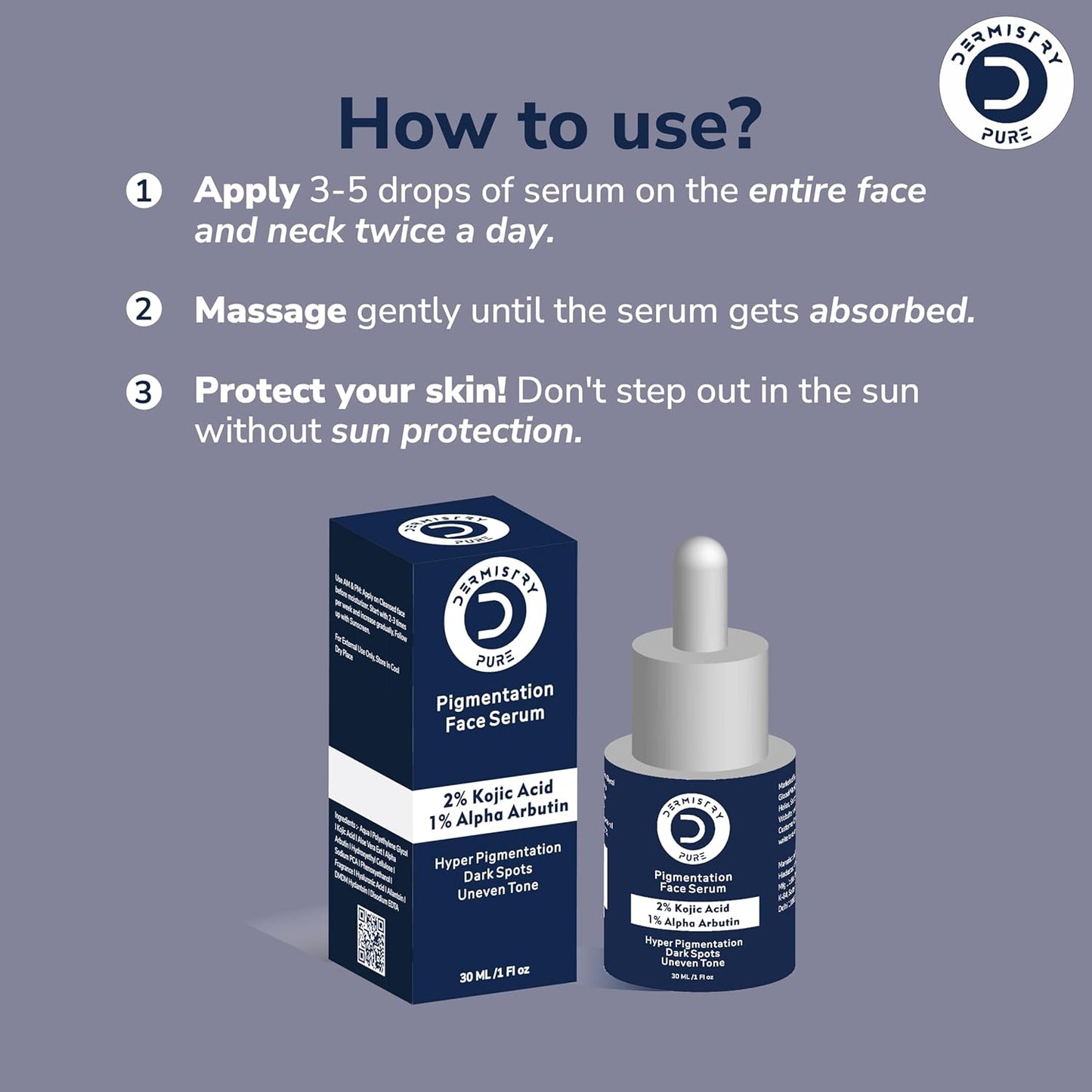 Dermistry Pure 2% Kojic Acid 1% Alpha Arbutin Pigmentation Face Serum