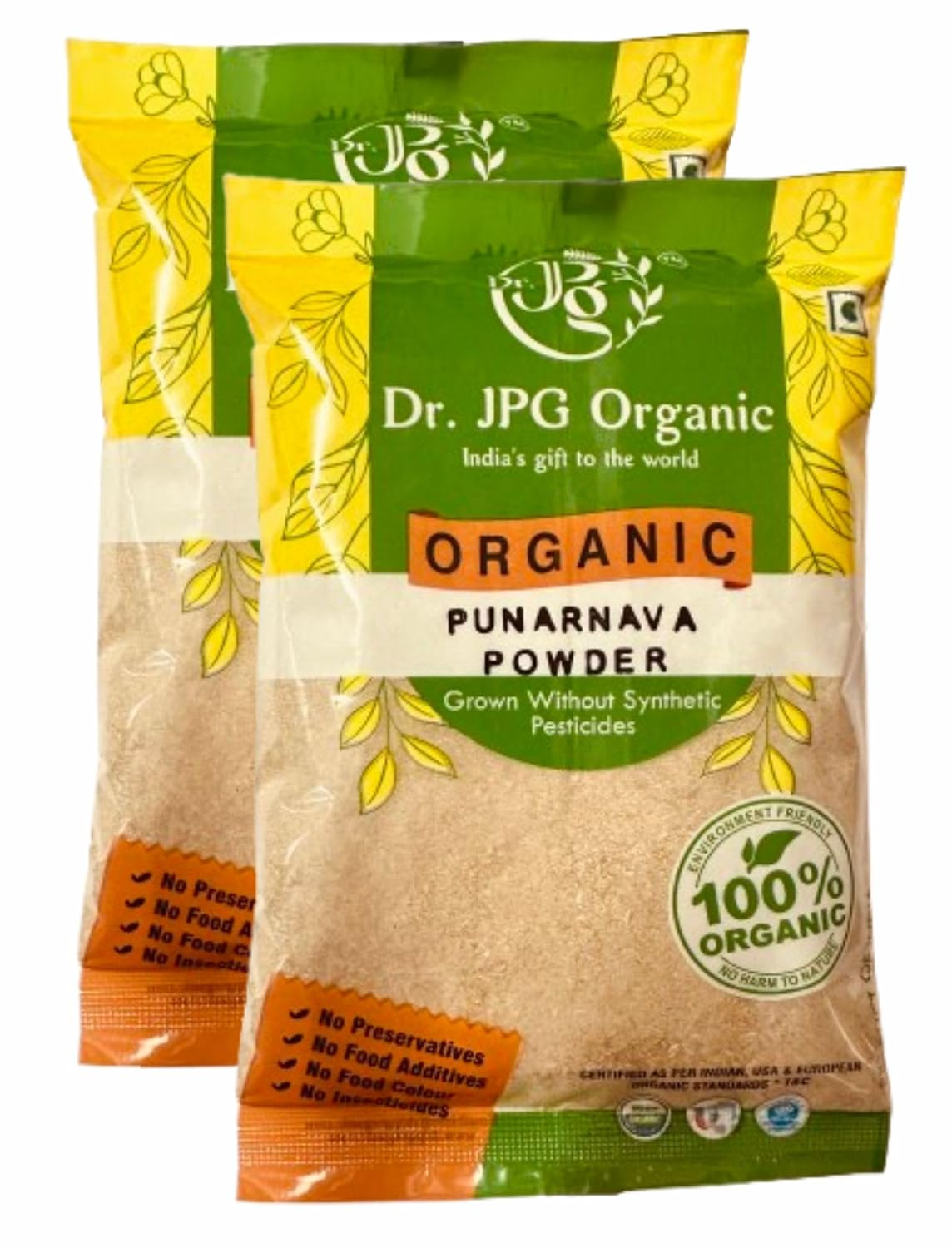 DR. JPG Organic Punarnava Powder (228g) – 114g (Pack of 2) | For Liver & Kidney Wellness | 100% Certified Organic