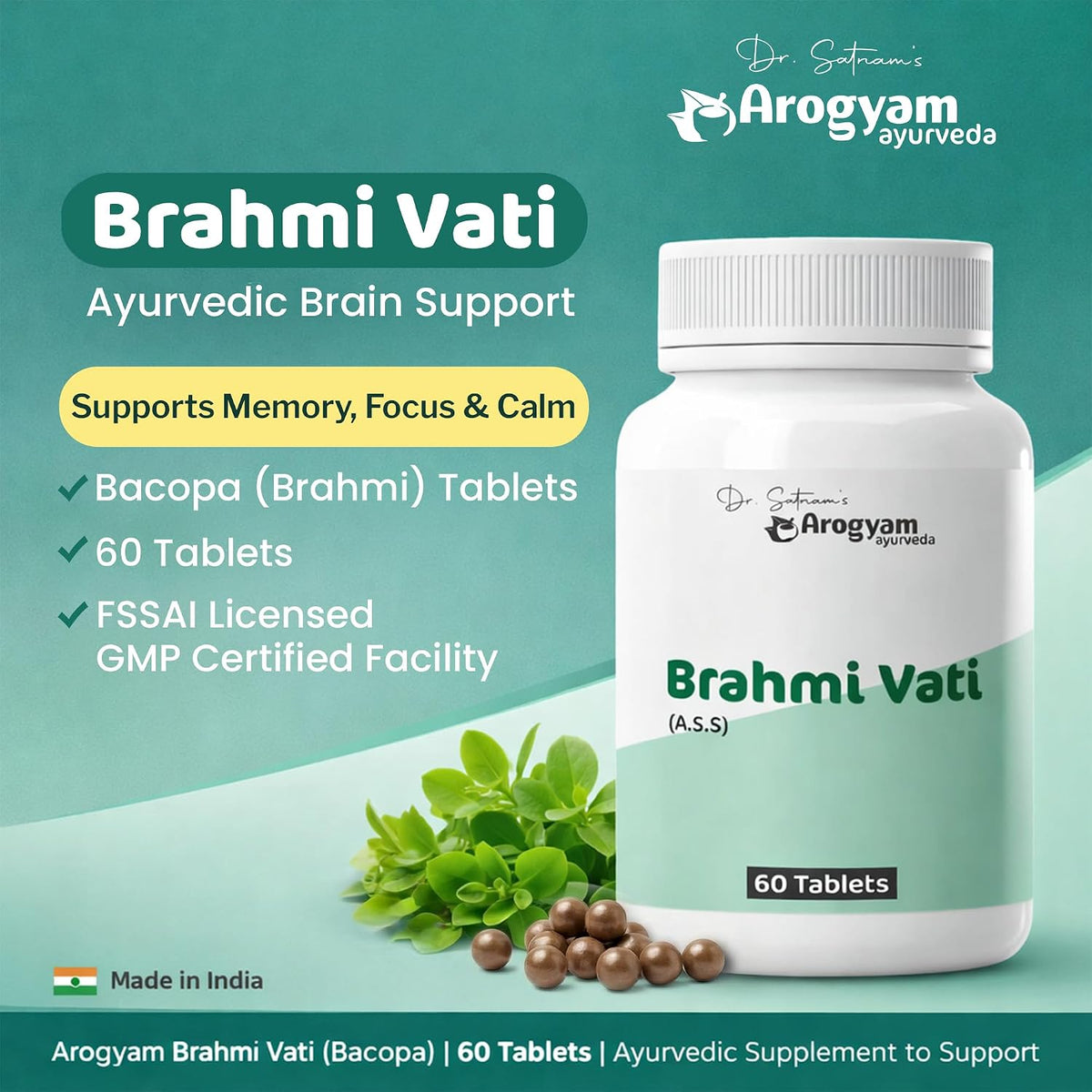 Dr. Satnam's Arogyam Brahmi Vati Tablet (60 Each)
