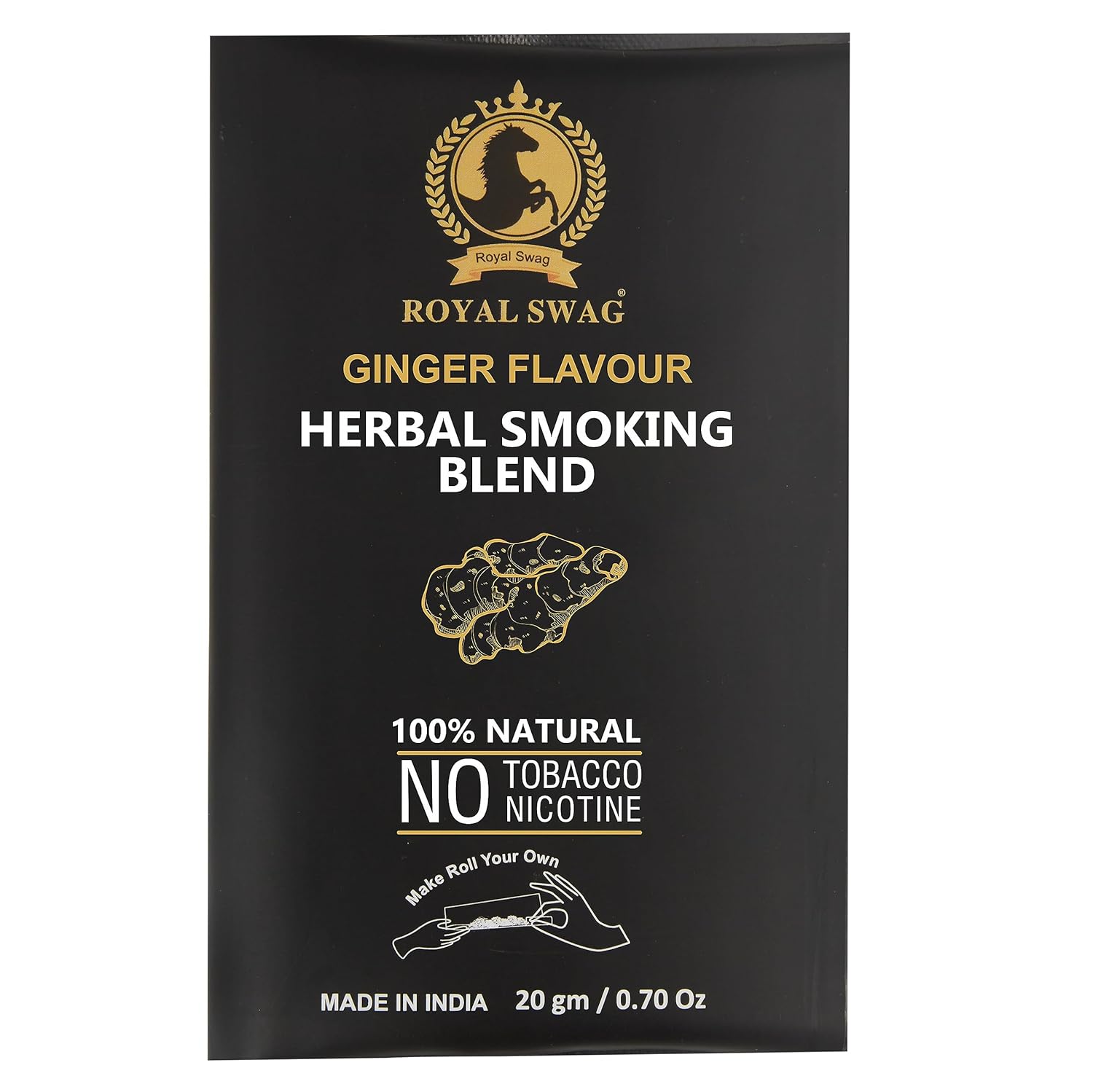 Royal Swag Herbal Smoking Mixture Ginger Flavour - Tobacco Free (20g / 0.7 oz Pouch)