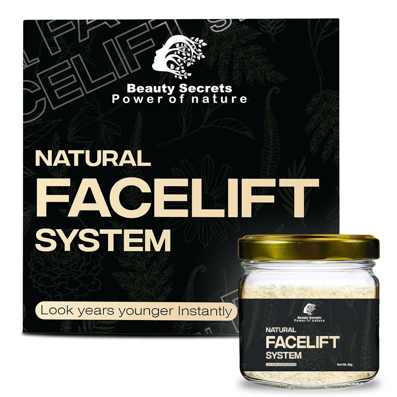 Beauty Secrets Natural Face Lifting Pack/Mask || Beauty Secrets Instant Face Lift System | Tight,Glowing and Youthful Skin in just 20 Minutes | For Men & Women | 22Gms