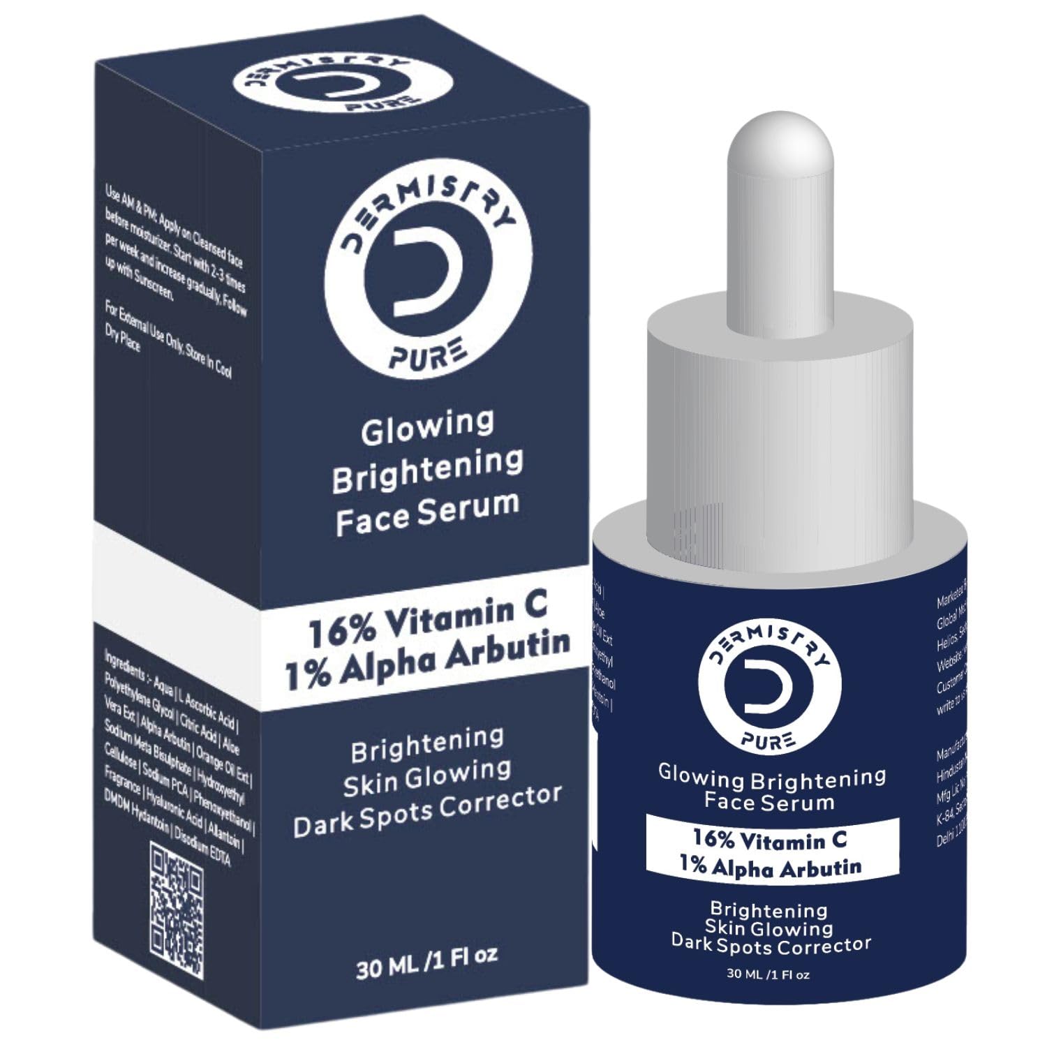 Dermistry Pure 16% Vitamin C 1% Alpha Arbutin Glowing Brightening Face Serum