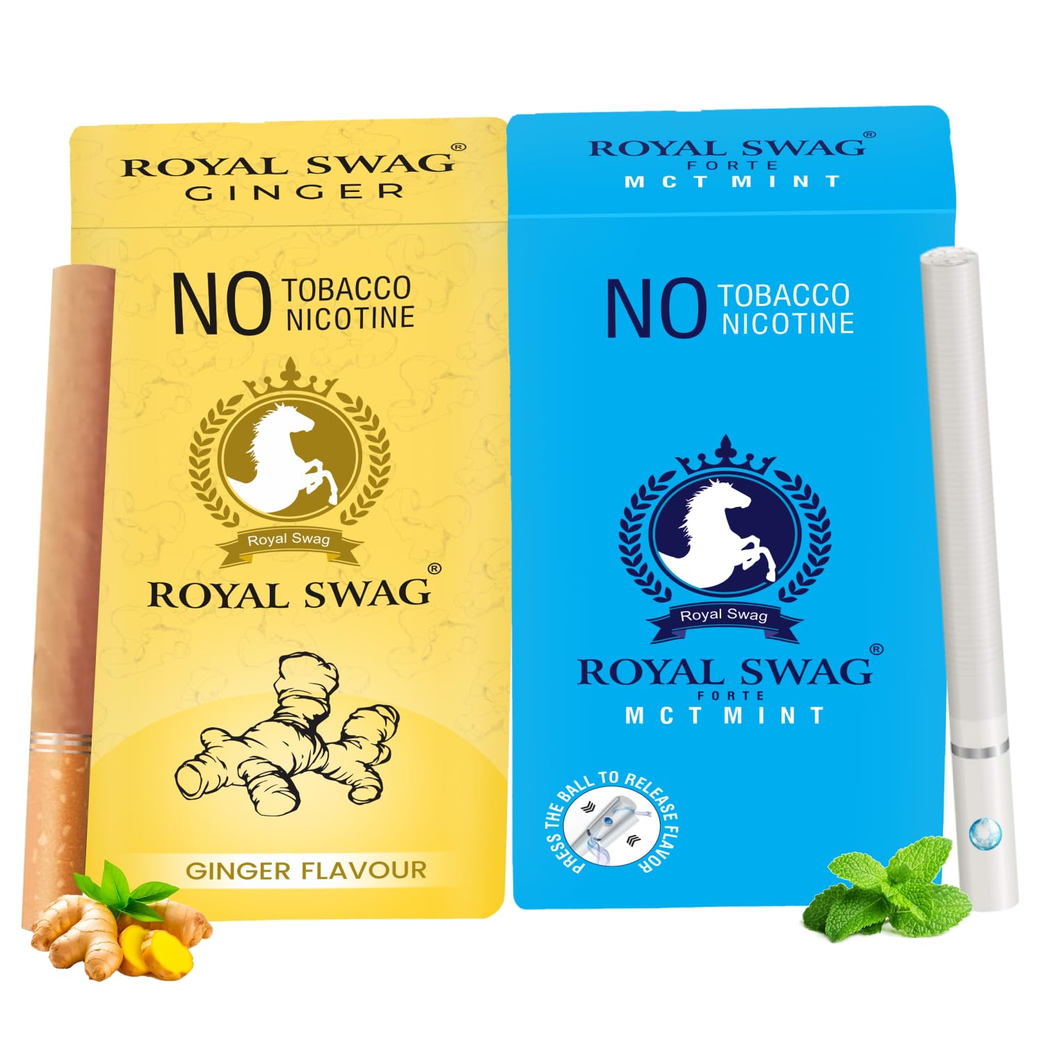 Royal Swag Herbal Cigarettes Ginger & Mint - Tobacco & Nicotine Free (Pack of 20)