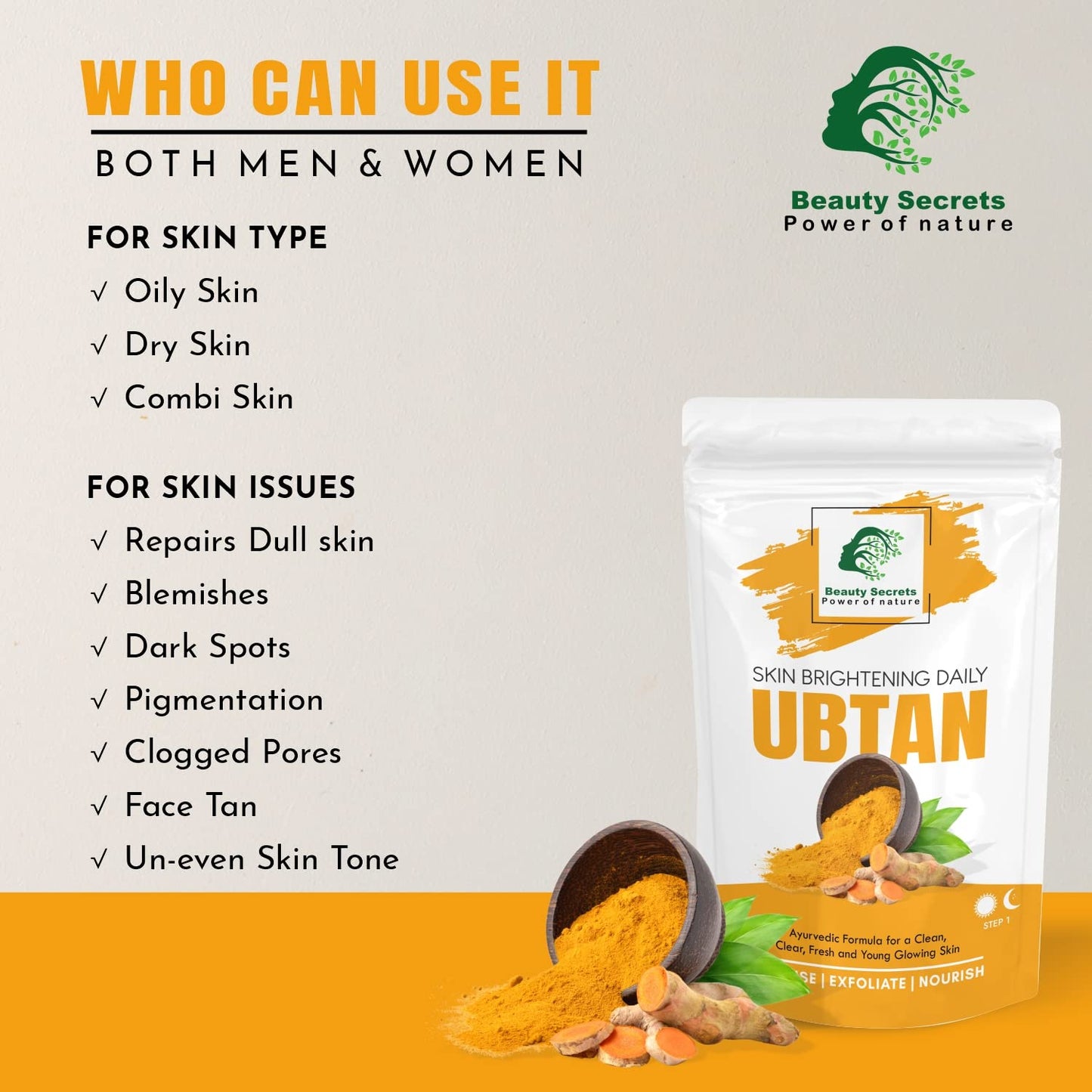 Beauty Secrets Skin Brightening Daily Ubtan Powder - 100gm