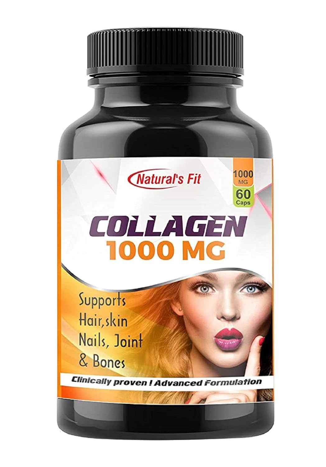 NATURAL'S FIT Naturals Fit Advanced Collagen Capsules Supplement For Skin, Hair, Nails, Joints & Bones Health 60 Count Veg Collagen Capsules 1000 Mg For Men & Women