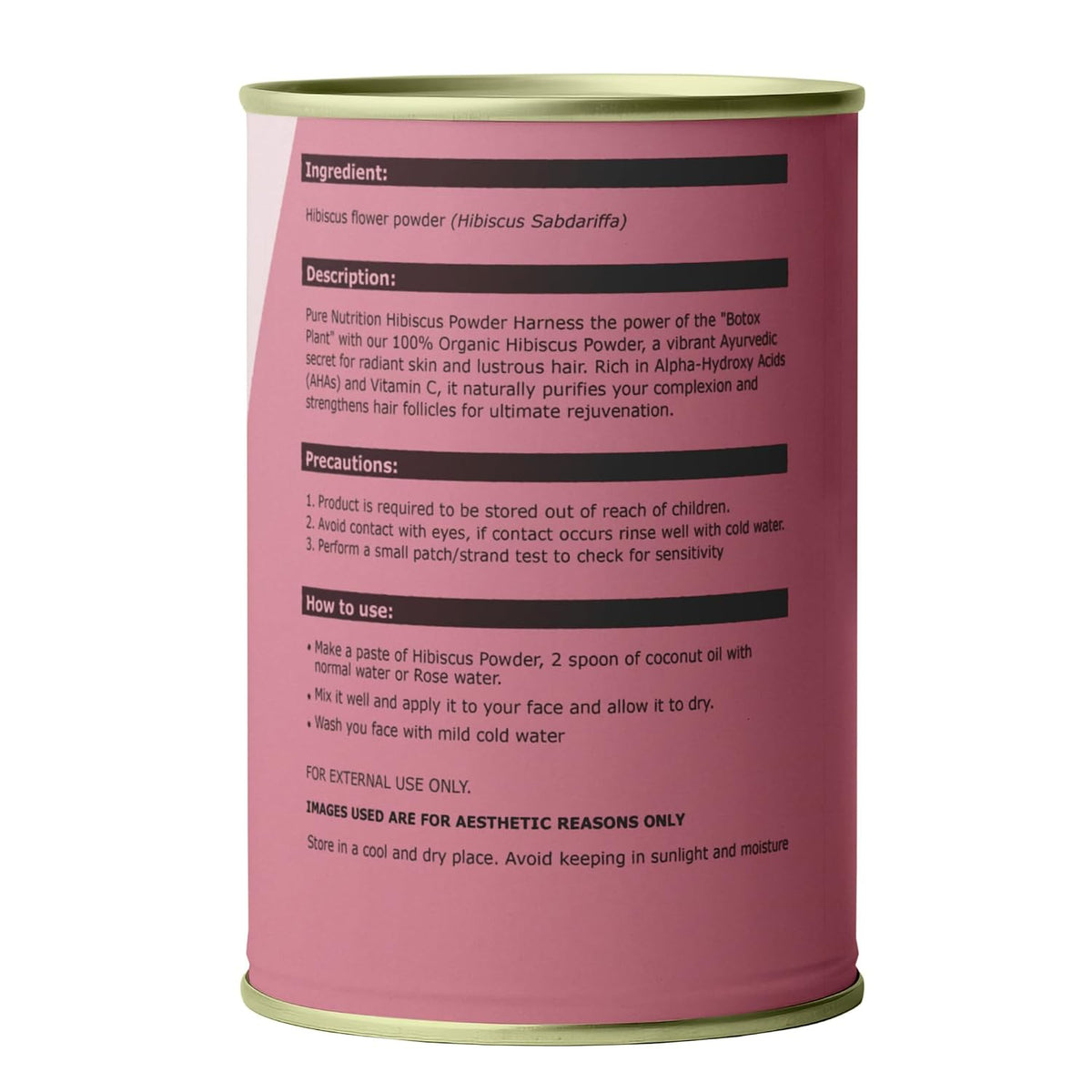 Pure Nutrition Natural Hibiscus Powder 100g | Herbal Hair, Skin & Wellness Support
