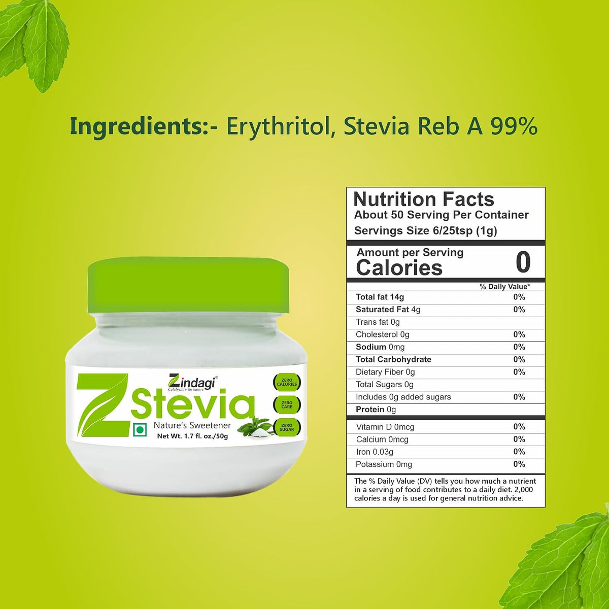 Zindagi Stevia Liquid Drops & Stevia Powder Sachets | 100% Natural Zero-Calorie Sweetener Family Combo Pack