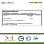 Pure Nutrition Astaxanthin 10mg, 60 Capsules | Antioxidant & Cellular Health Support Supplement