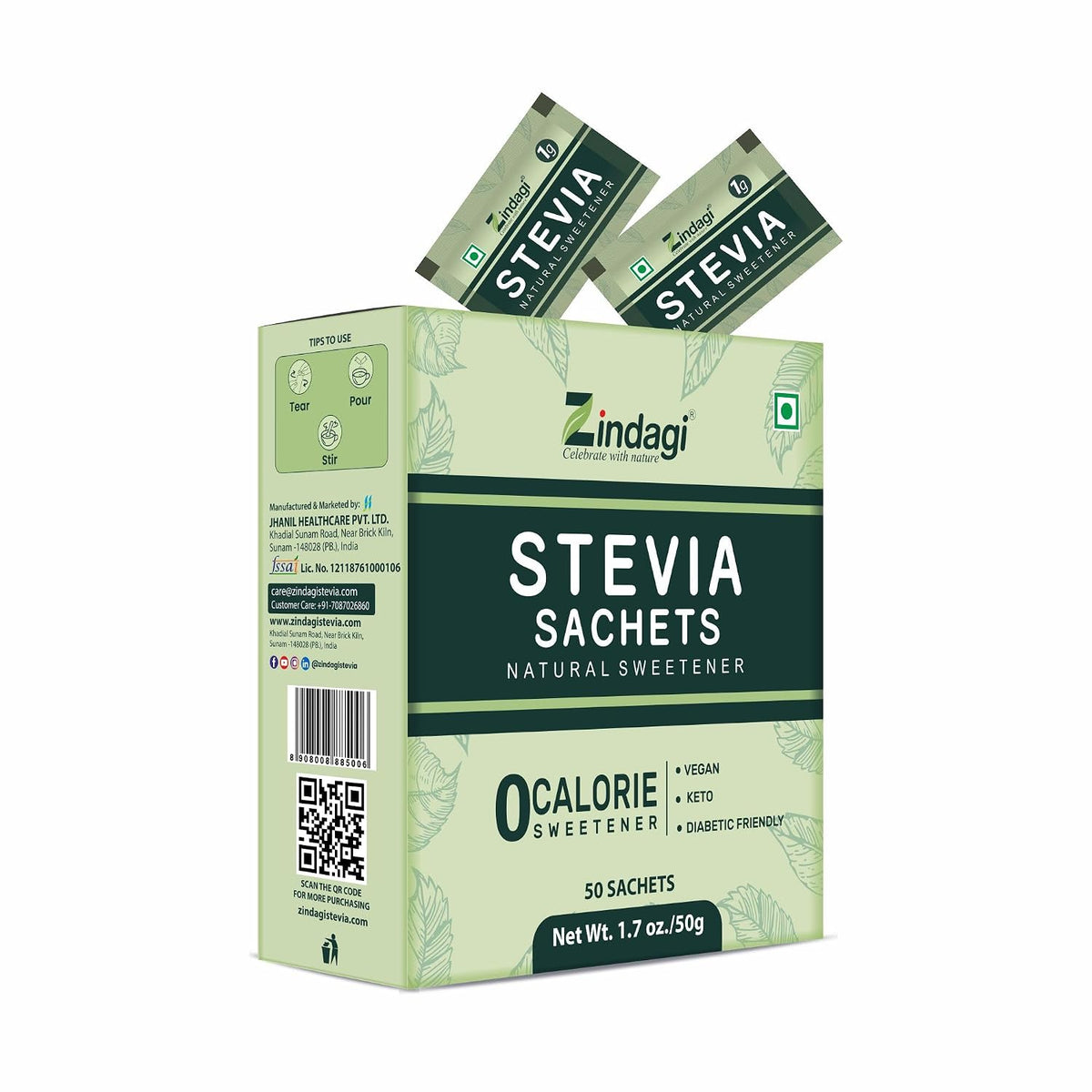 Zindagi Stevia Liquid Drops & Stevia Powder Sachets | 100% Natural Zero-Calorie Sweetener Family Combo Pack