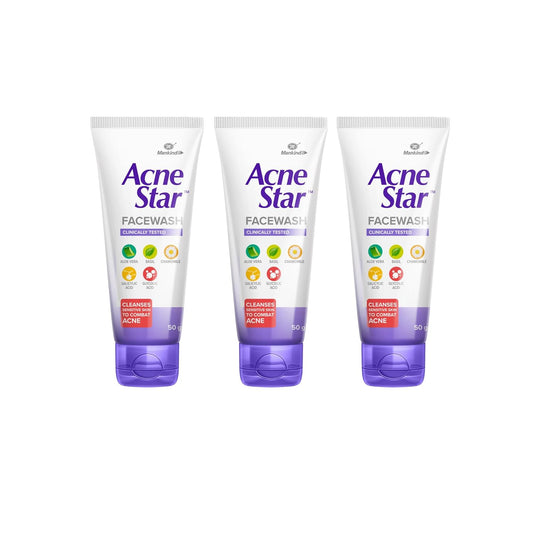 Acnestar Anti-Acne Face Wash | For Combination & Oily Skin - 50gm - Pack of 3