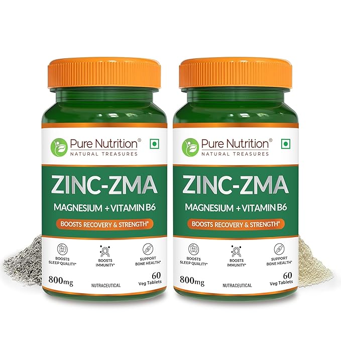 Pure Nutrition Zinc-ZMA with Magnesium & Vitamin B6 for Immunity, Bones & Muscles | Veg Tablet