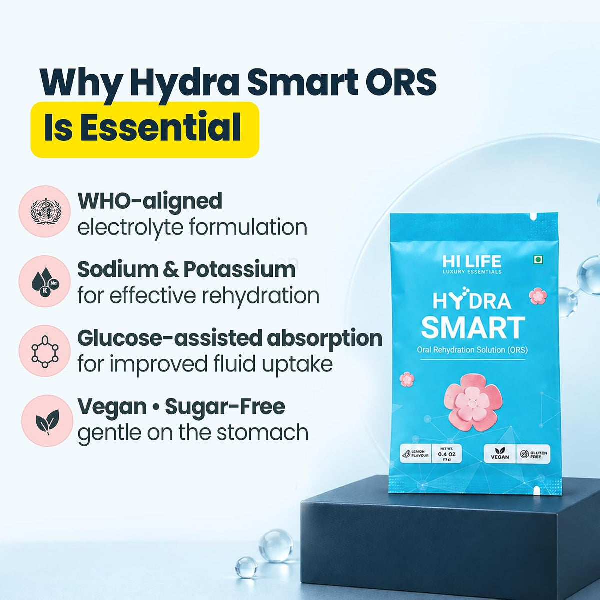 Hi Life Never Again Anti-Hangover Shot with Hydra Smart ORS | Electrolyte-Enriched Liver Detox & Recovery Drink (Pack of 1 / 50 ml)