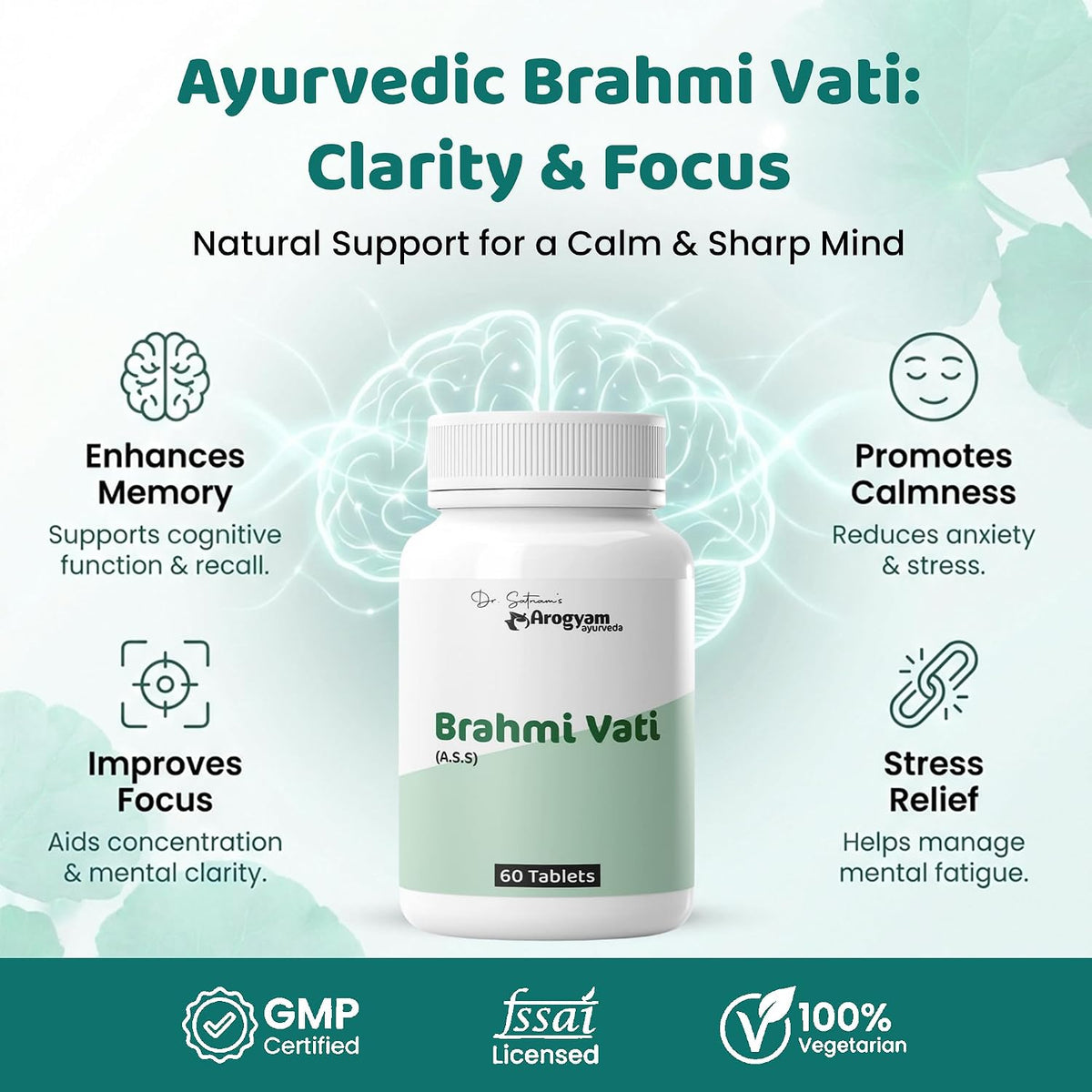 Dr. Satnam's Arogyam Brahmi Vati Tablet (60 Each)
