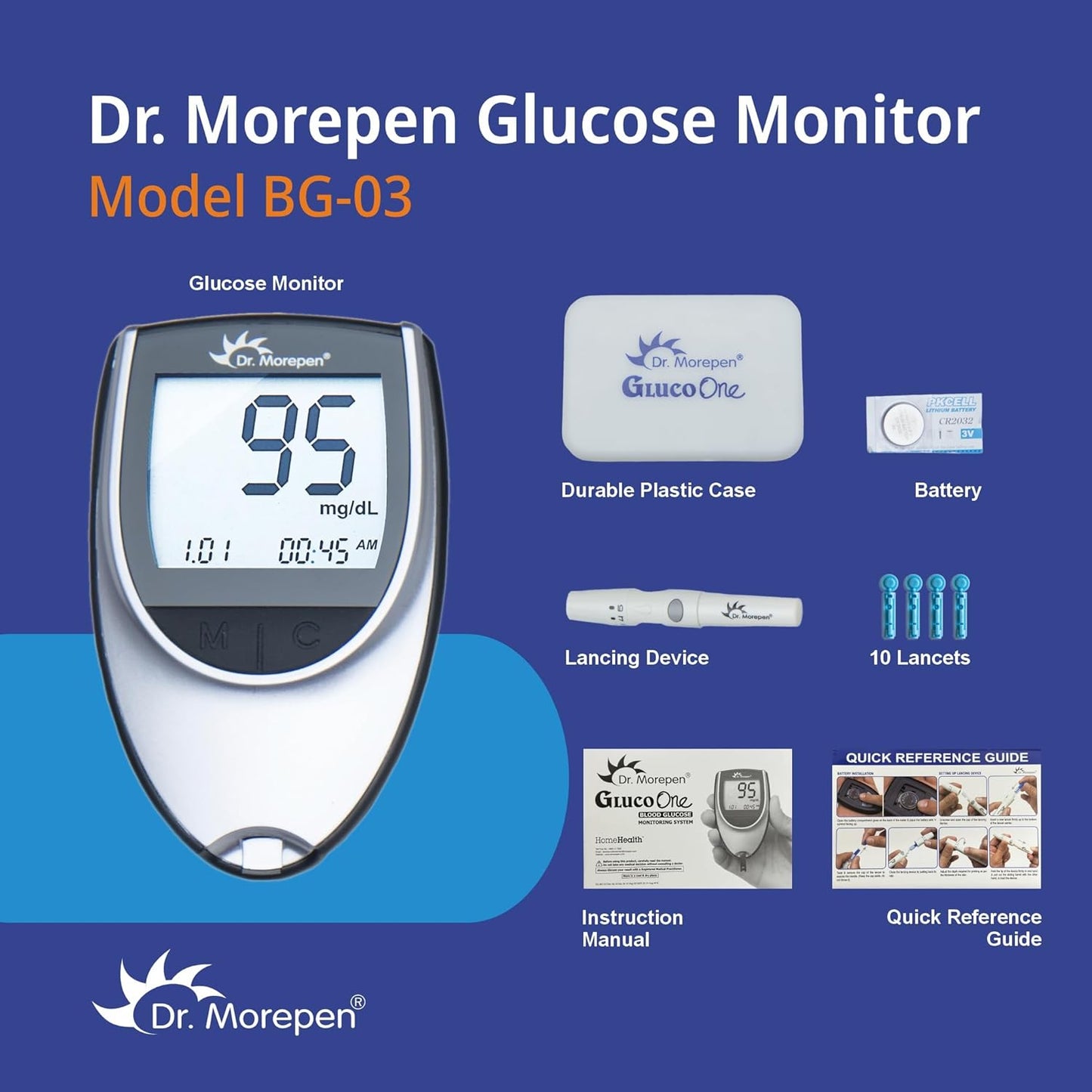 Dr. Morepen Gluco One Monitoring System with Bg 03 Glucometer Test Strips Box Of 50