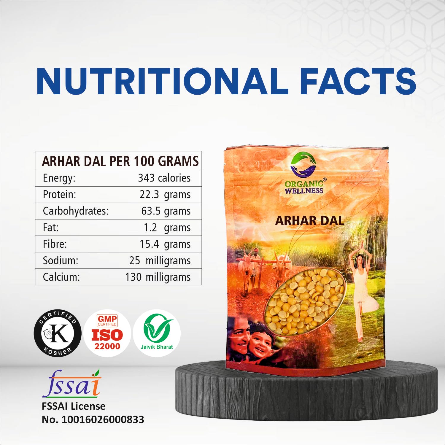 Organic Wellness Arhar Dal II Toor Dal - 450 grams