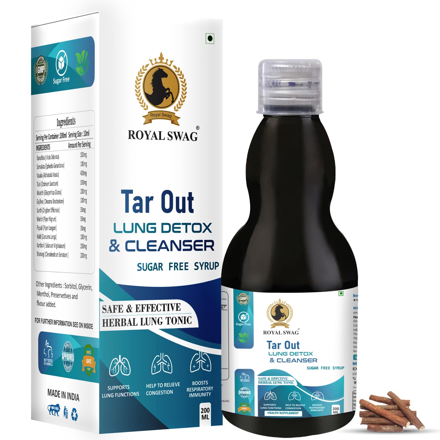 Royal Swag Tar Out Lung Detox & Cleanser Syrup - Sugar Free for Smokers