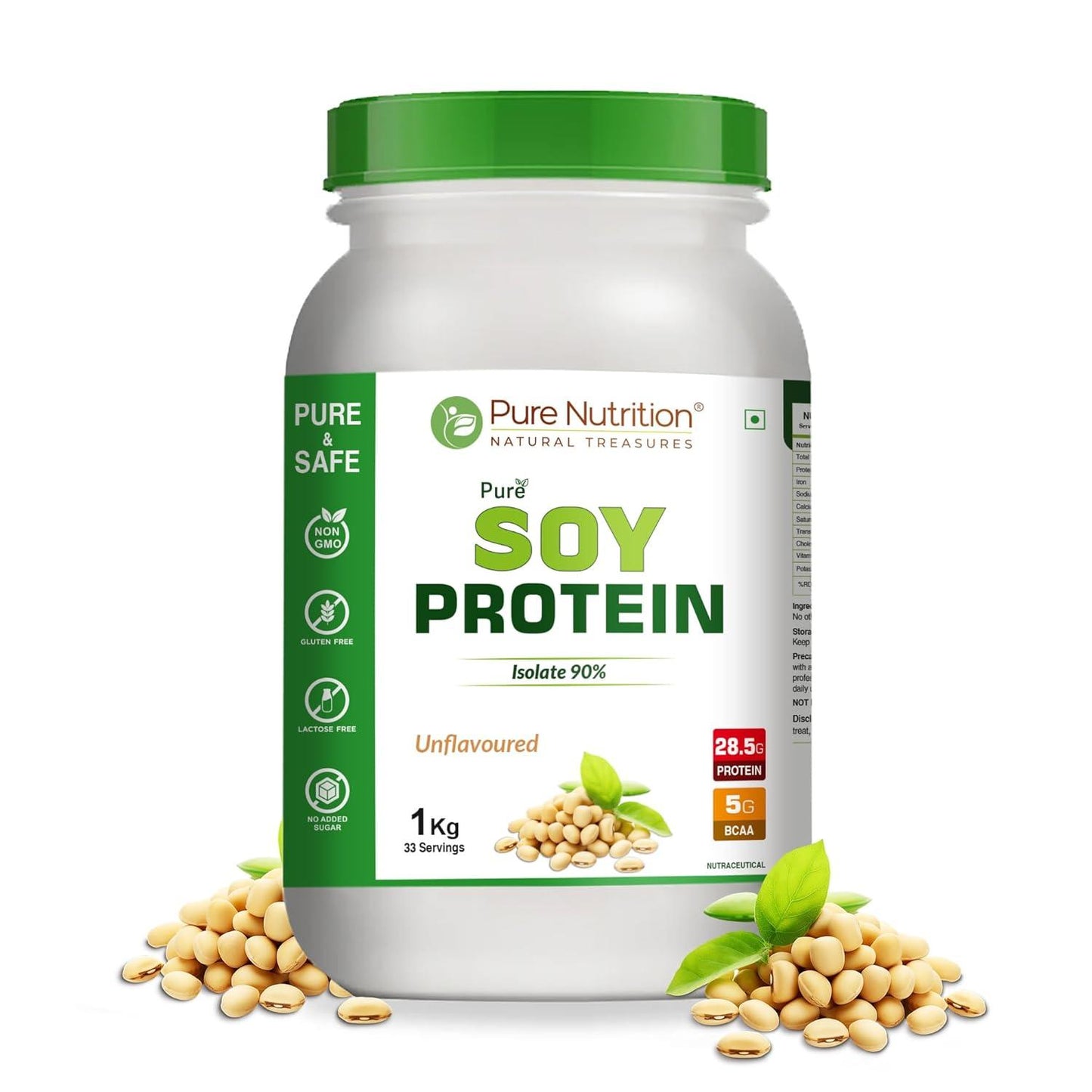 Pure Nutrition Soy Protein Isolate Powder  | 90% Isolate (27g Isolate per 30g Serving), Unflavoured | Supports Muscle Growth, Recovery & Weight Management | Ideal for Fitness, Overall Health & Vegan Diets