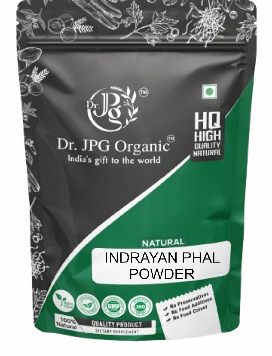DR. JPG Organic Natural Indrayan Phal Powder (200g) | Pure Citrullus Colocynthis / Bitter Apple Fruit Powder