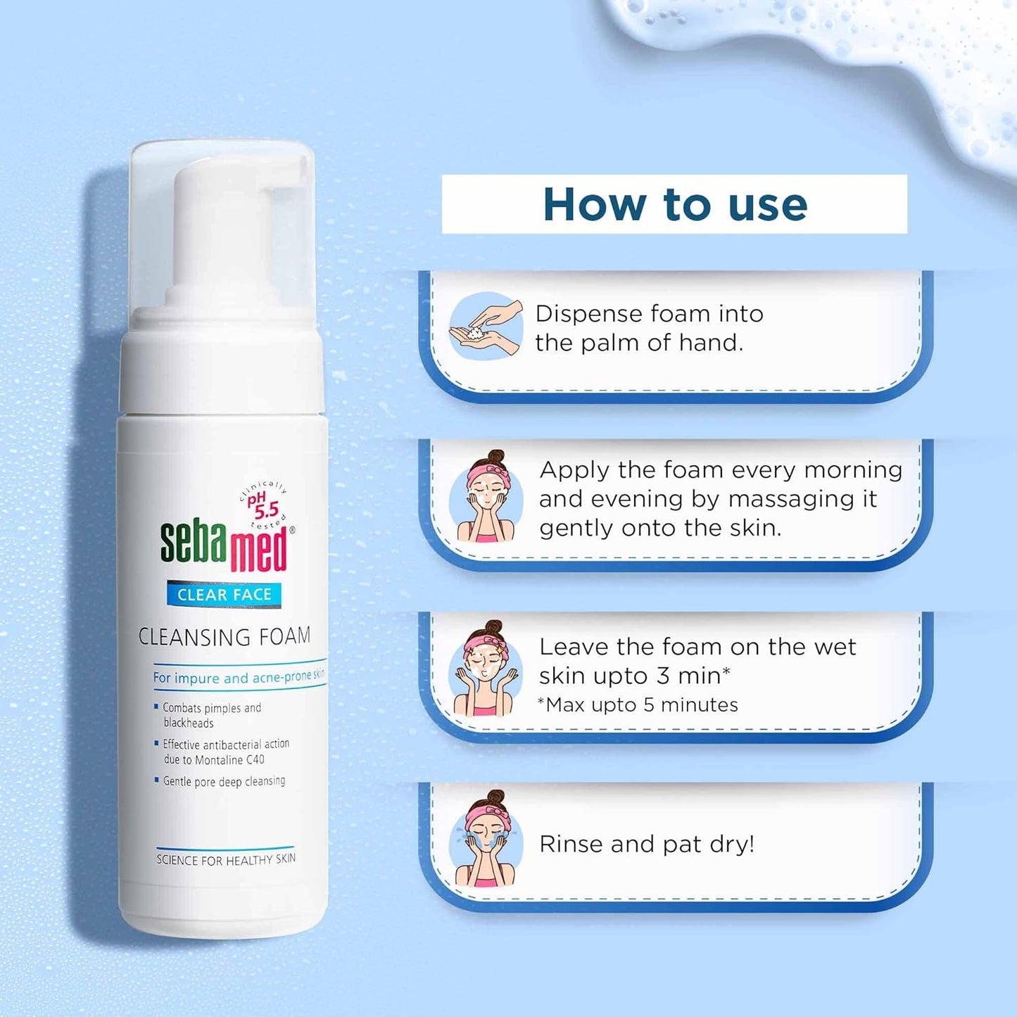 Sebamed Clear Face Cleansing Foam for Impure and Acne-prone Skin | Face Care Product for Pimples & Blackheads