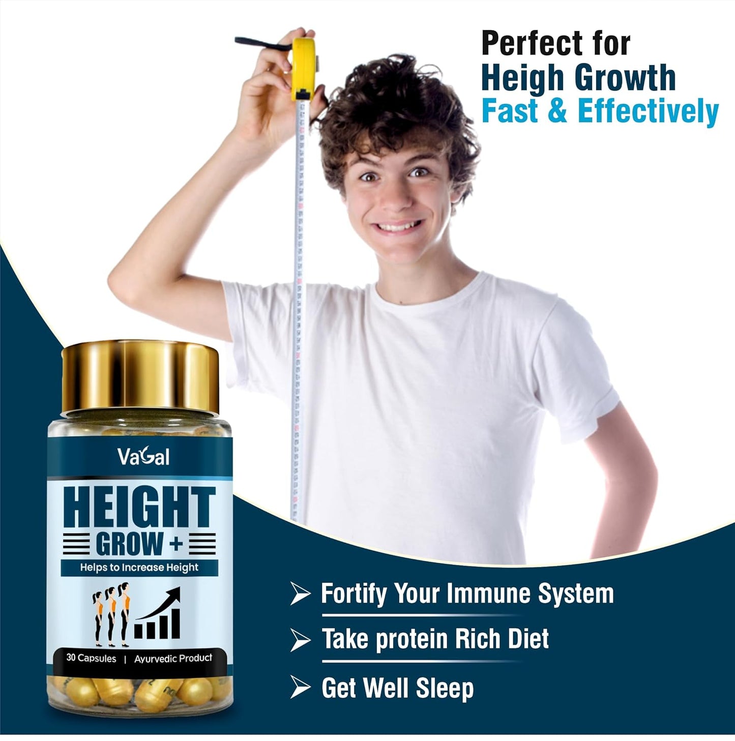 Vagal Support Height Capsule Plus, Support Height Capsules For Women & Men 30 capsules Pack of 1